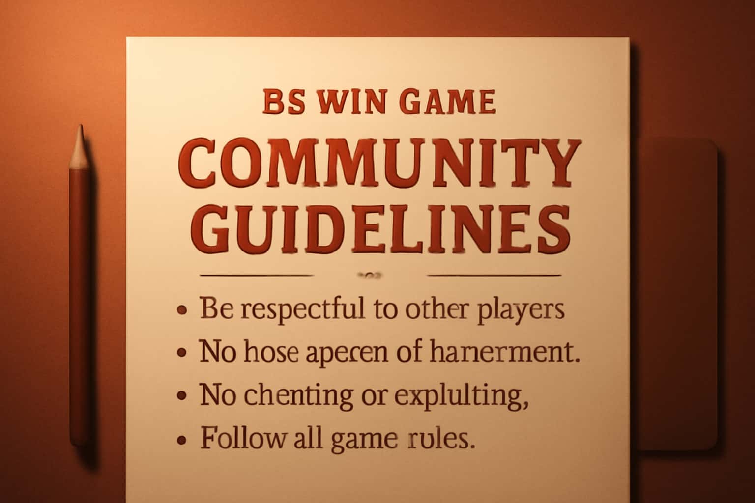 An informative scene illustrating the BS Win Game Community Guidelines.