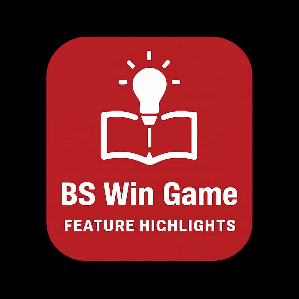 A badge symbolizing the highlights of the BS Win Game features.