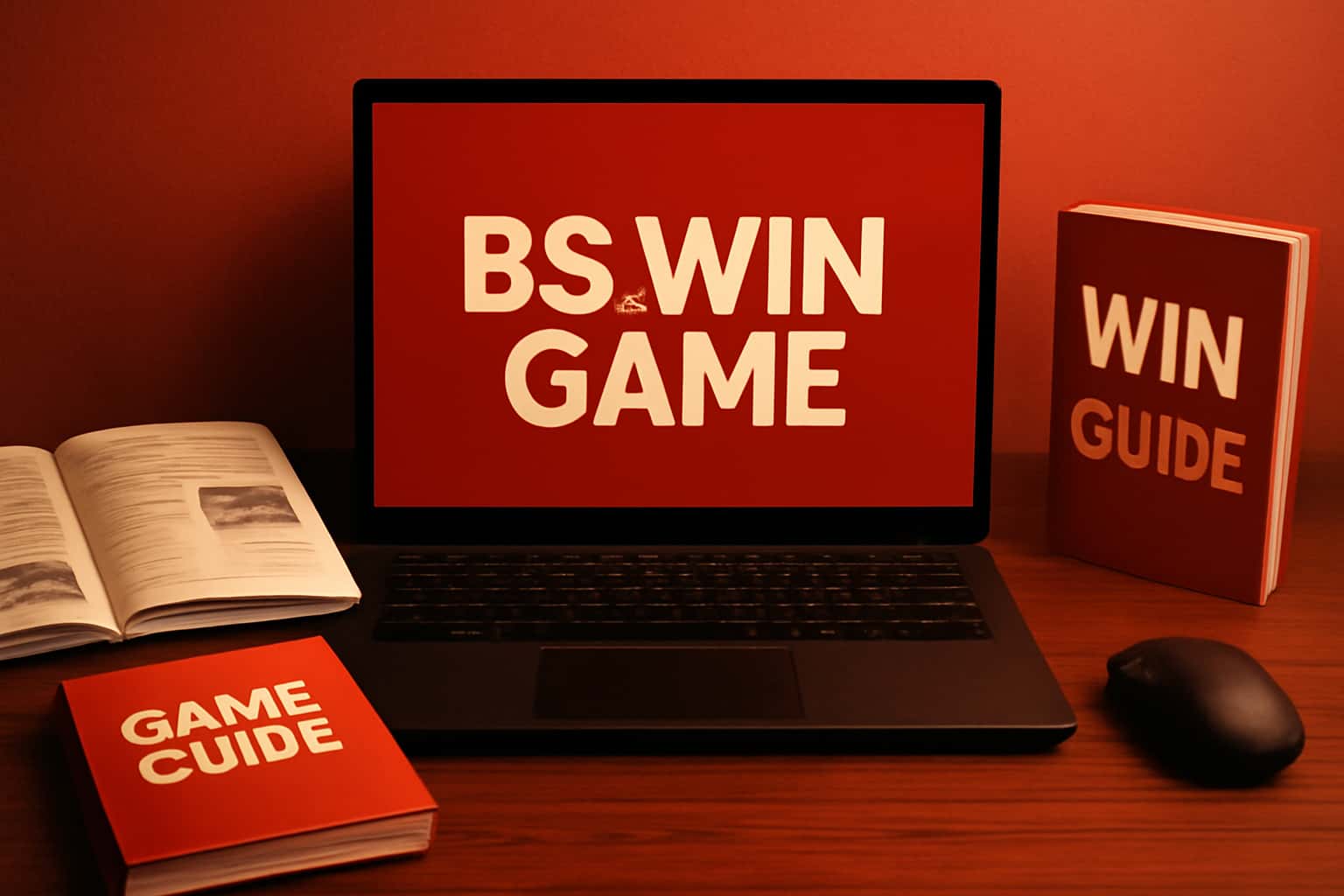 An informational scene representing BS Win Game Guides with a futuristic theme.