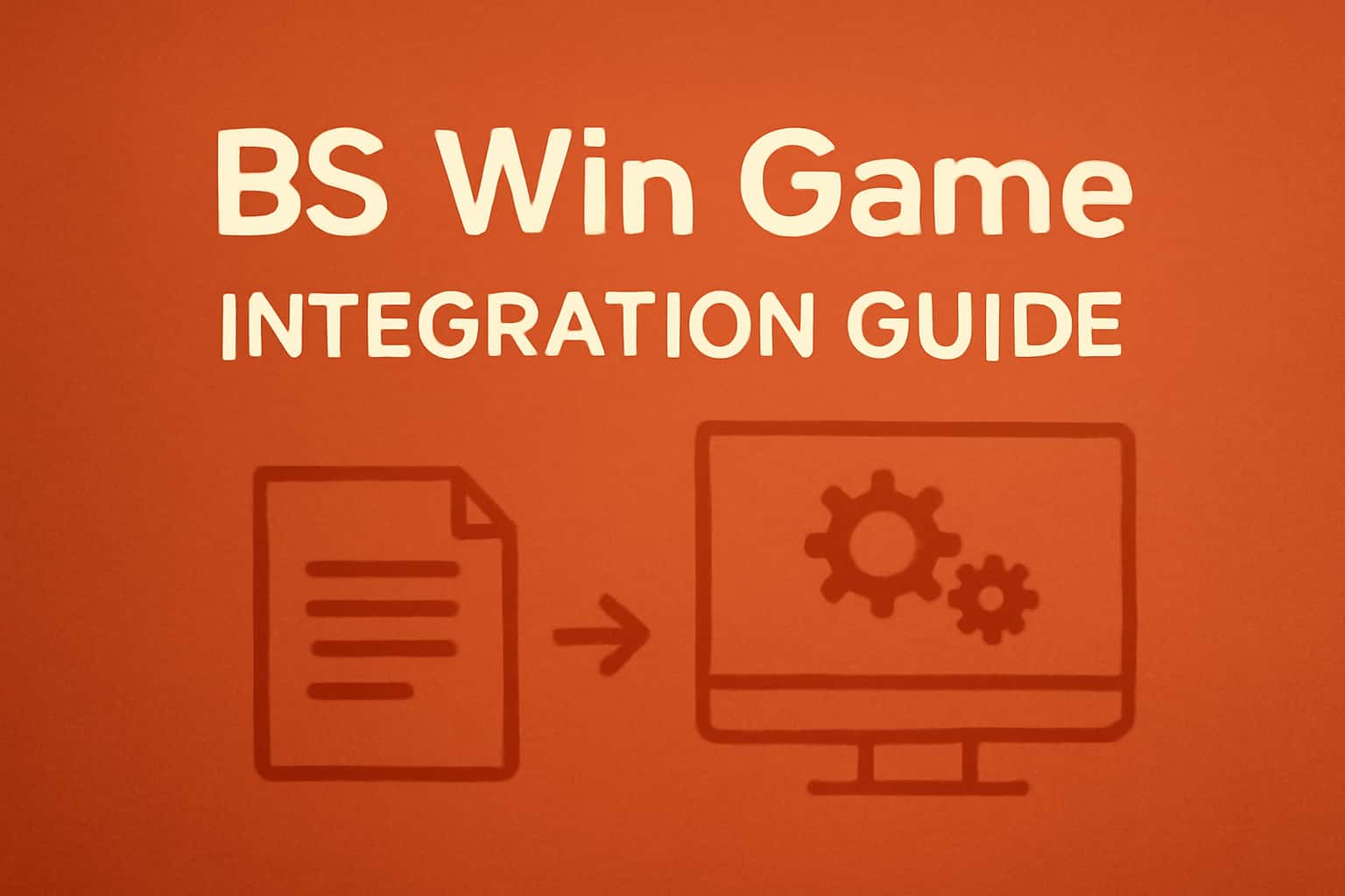 A professional representation of BS Win Game Integration Guide with a high-tech background.